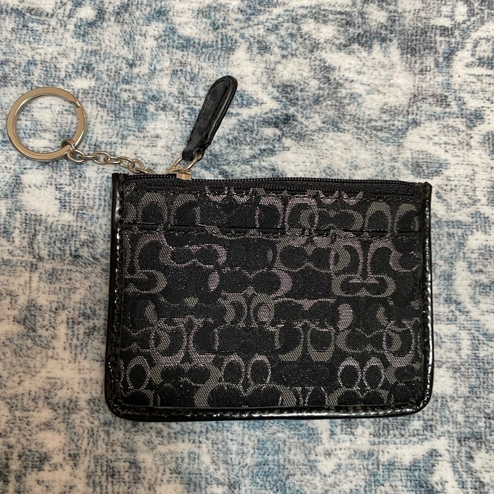 Coach Black & Gray Signature Wallet / Coin Purse Key Chain NWOT - Picture 3 of 6